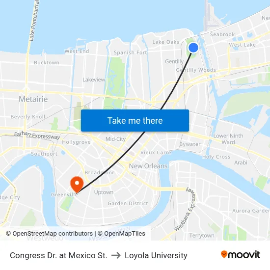 Congress Dr. at Mexico St. to Loyola University map