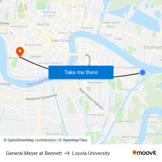 General Meyer at Bennett to Loyola University map