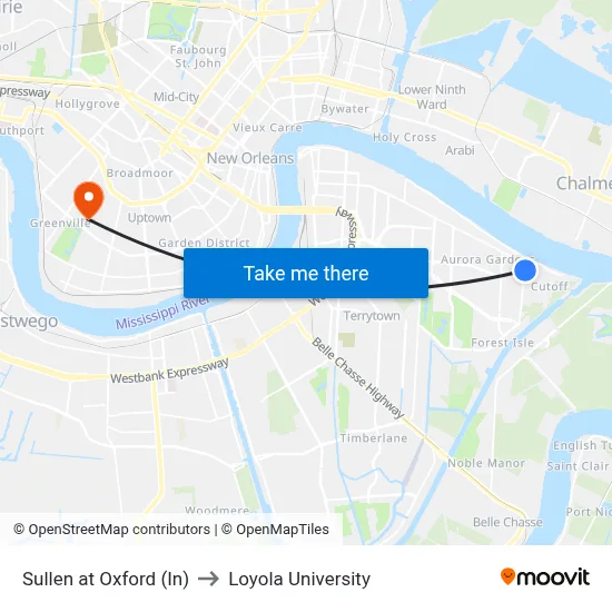 Sullen at Oxford (In) to Loyola University map