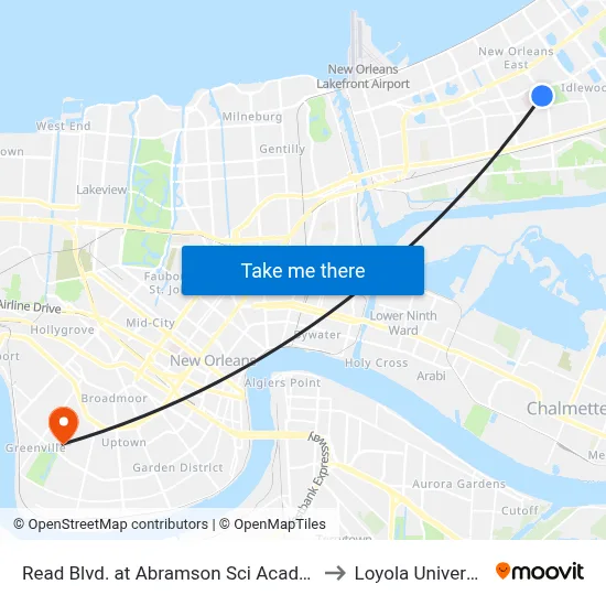 Read Blvd. at Abramson Sci Academy to Loyola University map