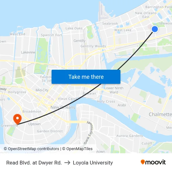 Read Blvd. at Dwyer Rd. to Loyola University map