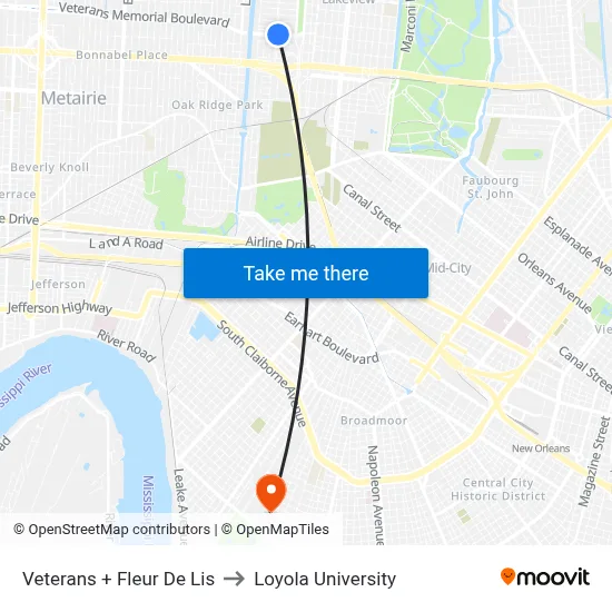 Veterans + Fleur De Lis to Loyola University map