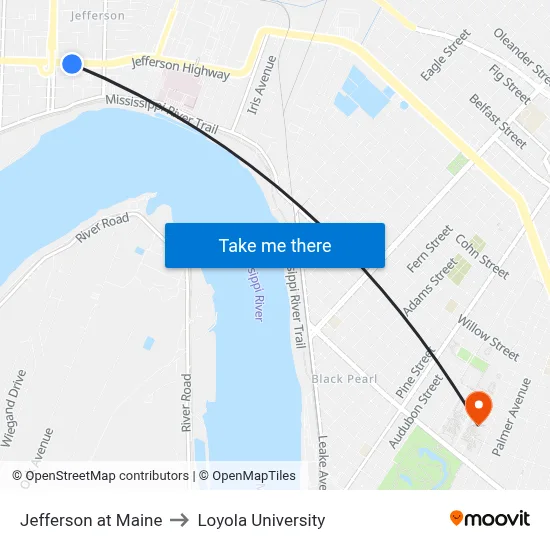 Jefferson at Maine to Loyola University map