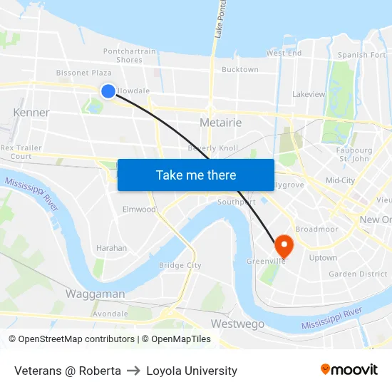 Veterans @ Roberta to Loyola University map