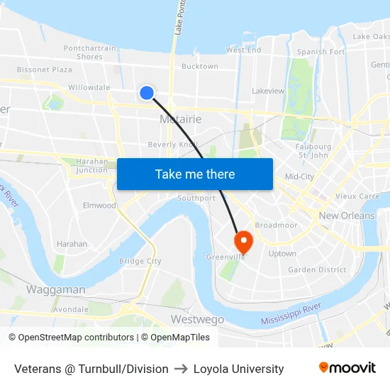 Veterans @ Turnbull/Division to Loyola University map