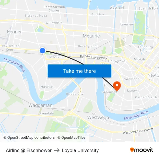 Airline @ Eisenhower to Loyola University map