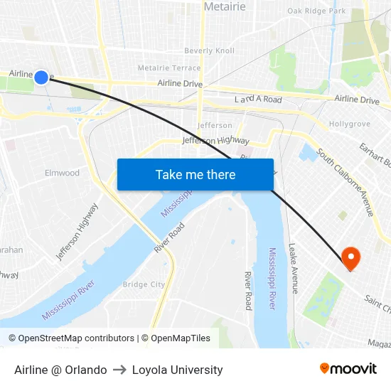 Airline @ Orlando to Loyola University map