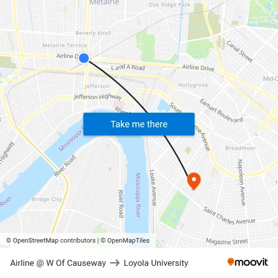 Airline @ W Of Causeway to Loyola University map