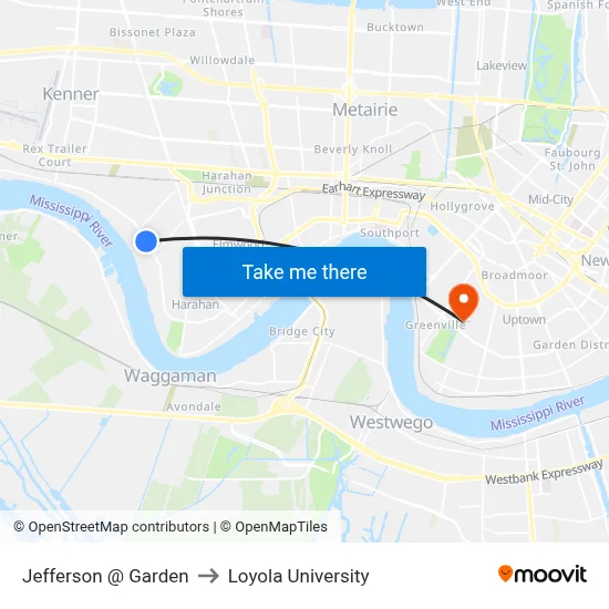 Jefferson @ Garden to Loyola University map