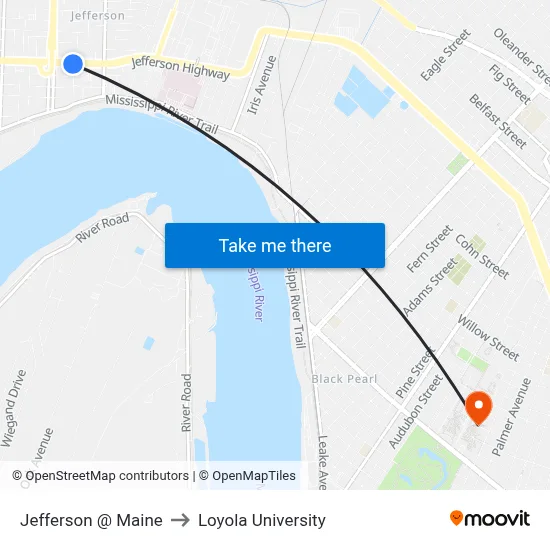 Jefferson @ Maine to Loyola University map