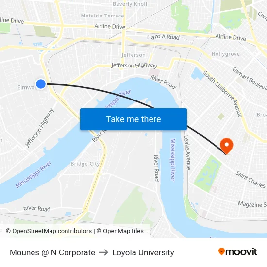 Mounes @ N Corporate to Loyola University map