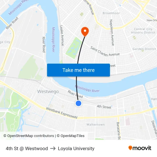 4th St @ Westwood to Loyola University map