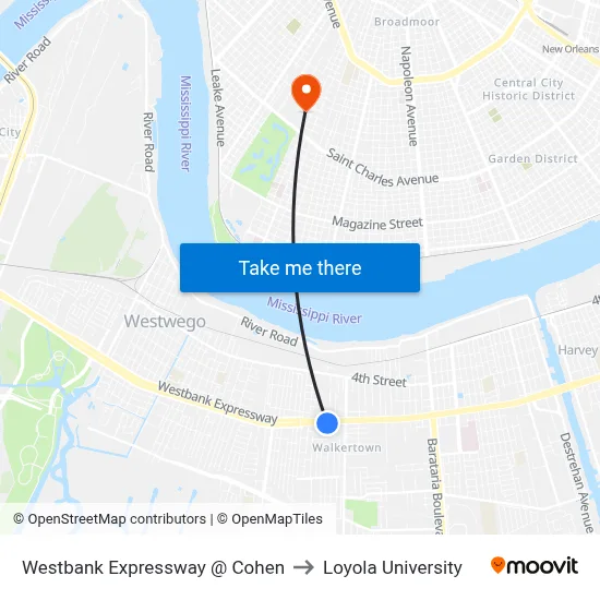 Westbank Expressway @ Cohen to Loyola University map