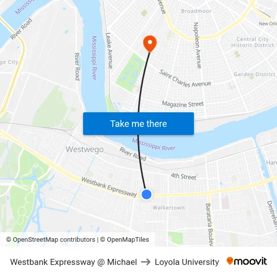 Westbank Expressway @ Michael to Loyola University map