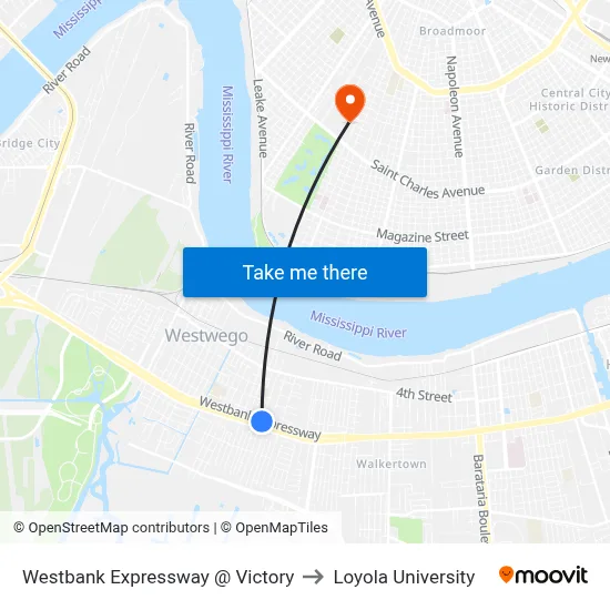Westbank Expressway @ Victory to Loyola University map