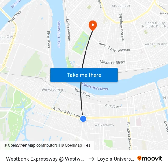 Westbank Expressway @ Westwood to Loyola University map