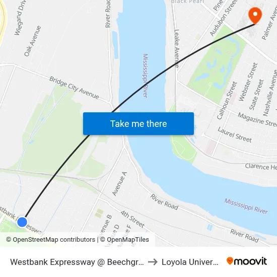 Westbank Expressway @ Beechgrove to Loyola University map