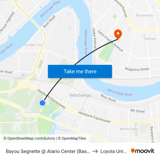 Bayou Segnette @ Alario Center (Baseball Field Ent to Loyola University map