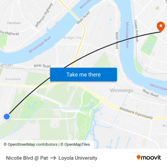 Nicolle Blvd @ Pat to Loyola University map