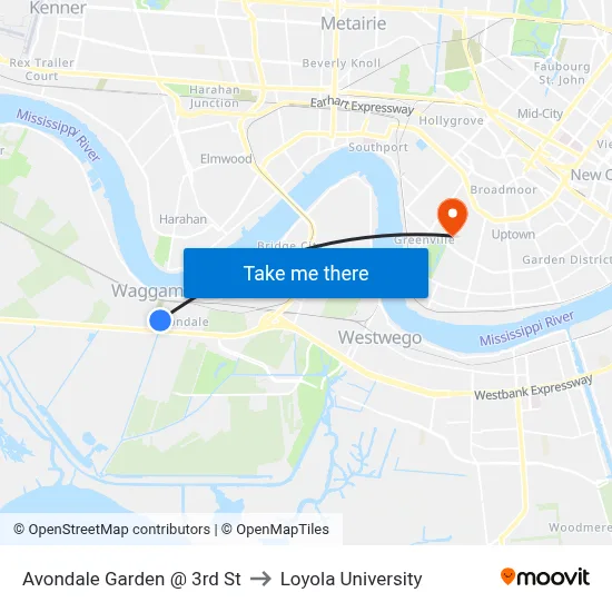 Avondale Garden @ 3rd St to Loyola University map
