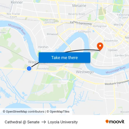 Cathedral @ Senate to Loyola University map