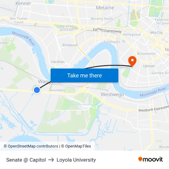 Senate @ Capitol to Loyola University map
