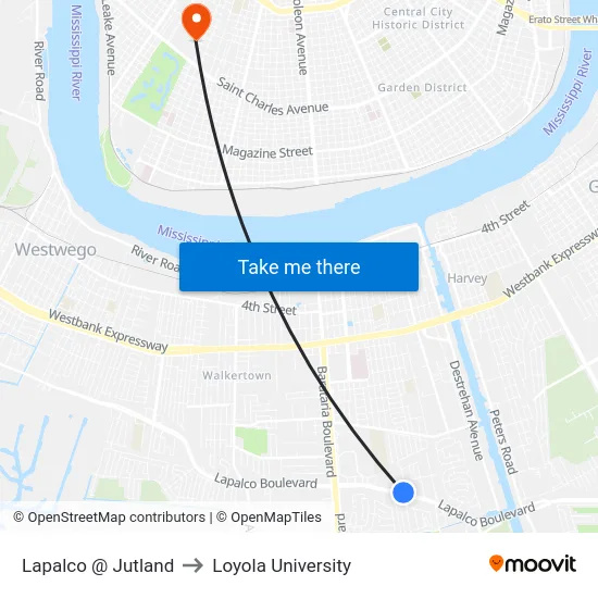 Lapalco @ Jutland to Loyola University map