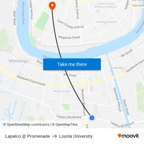 Lapalco @ Promenade to Loyola University map