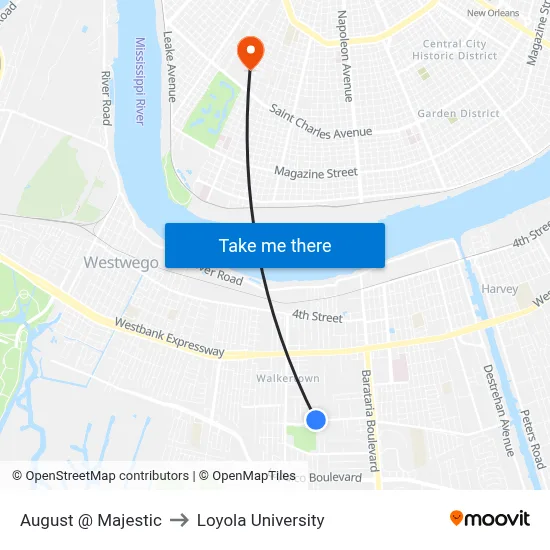 August @ Majestic to Loyola University map