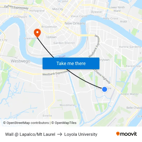 Wall @ Lapalco/Mt Laurel to Loyola University map