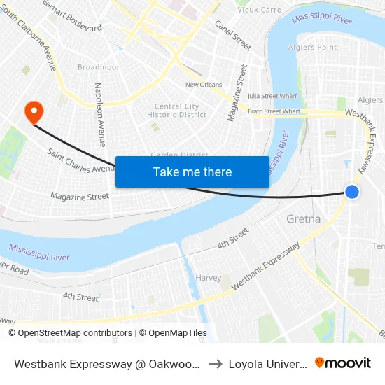 Westbank Expressway @ Oakwood Mall to Loyola University map
