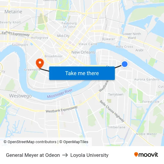 General Meyer at Odeon to Loyola University map