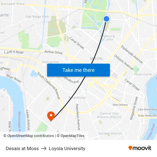 Desaix at Moss to Loyola University map