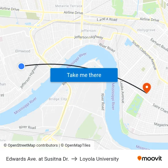 Edwards Ave. at Susitna Dr. to Loyola University map