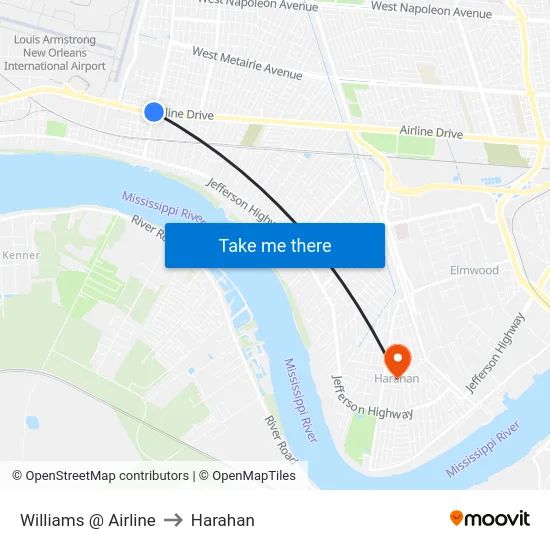 Williams @ Airline to Harahan map
