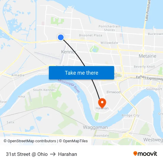 31st Street @ Ohio to Harahan map