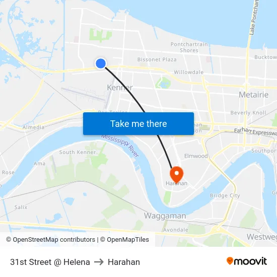 31st Street @ Helena to Harahan map