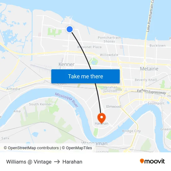 Williams @ Vintage to Harahan map