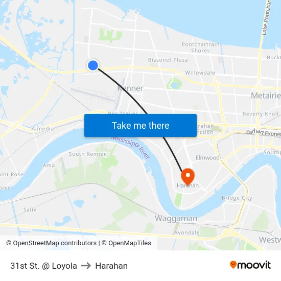 31st St. @ Loyola to Harahan map
