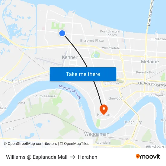 Williams @ Esplanade Mall to Harahan map