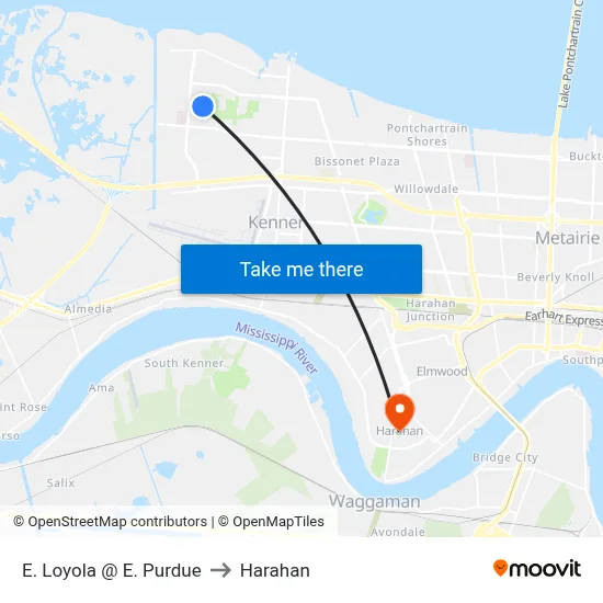 E. Loyola @ E. Purdue to Harahan map