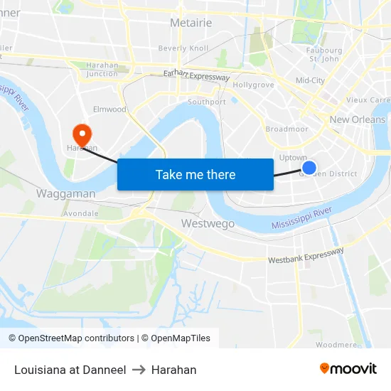 Louisiana at Danneel to Harahan map