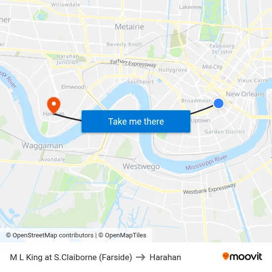M L King at S.Claiborne (Farside) to Harahan map