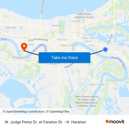 W. Judge Perez Dr. at Fenelon St. to Harahan map