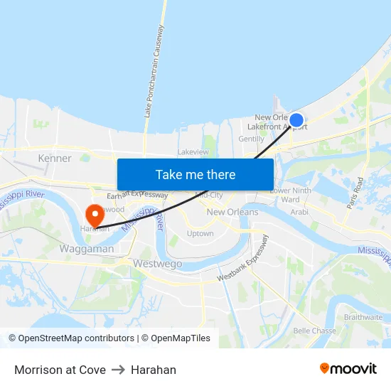 Morrison at Cove to Harahan map