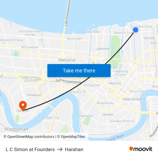 L C Simon at Founders to Harahan map