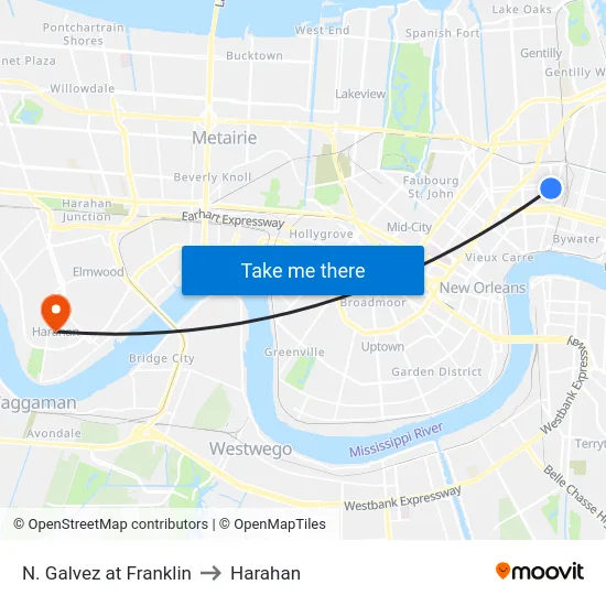N. Galvez at Franklin to Harahan map