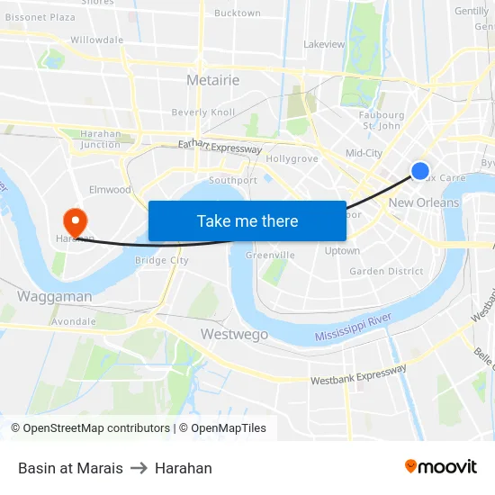 Basin at Marais to Harahan map