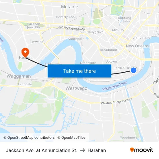 Jackson Ave. at Annunciation St. to Harahan map