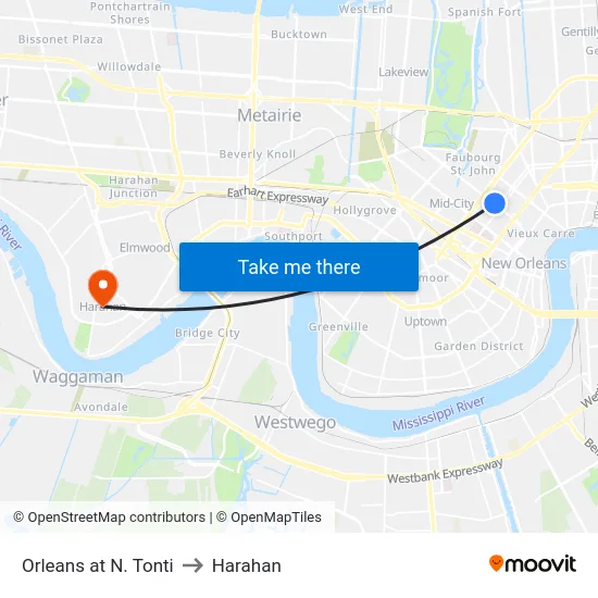 Orleans at N. Tonti to Harahan map